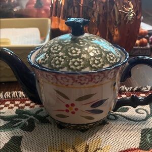 Floral Patterned Ceramic Teapot gently used never burned candle